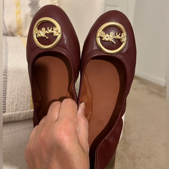 Coach Women's Bailey Smooth Leather Slip On Ballet Flats (dark red) - Picture 5 of 5